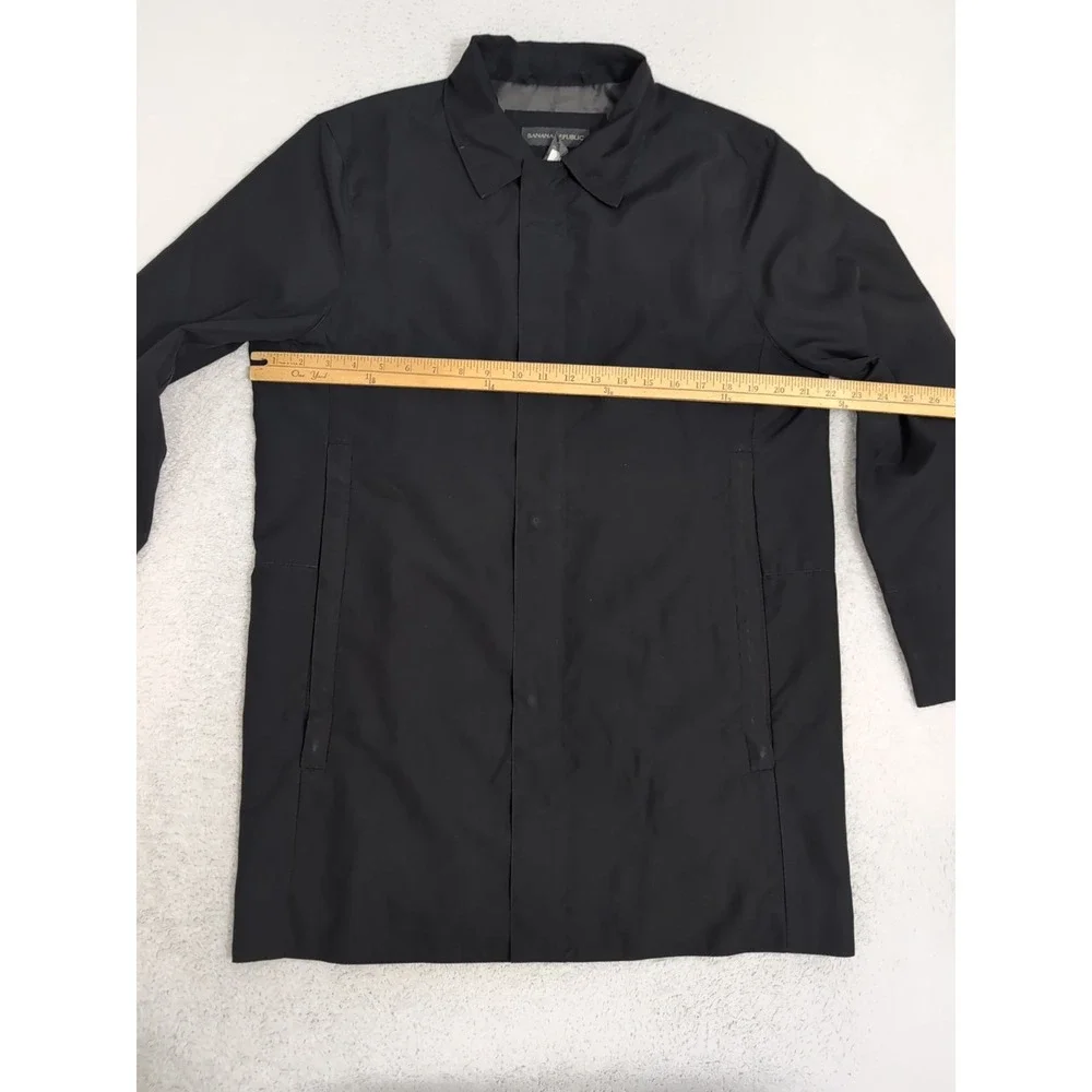 Banana Republic‎ Men's Sm Black Coat Water Resistant Trench Coat Full Zip Snap